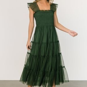 Baltic Born Emma Smocked Tulle Dress Green